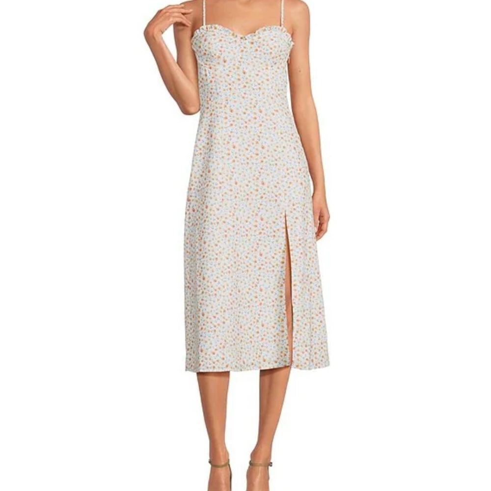 French Connection White Floral Midi Dress